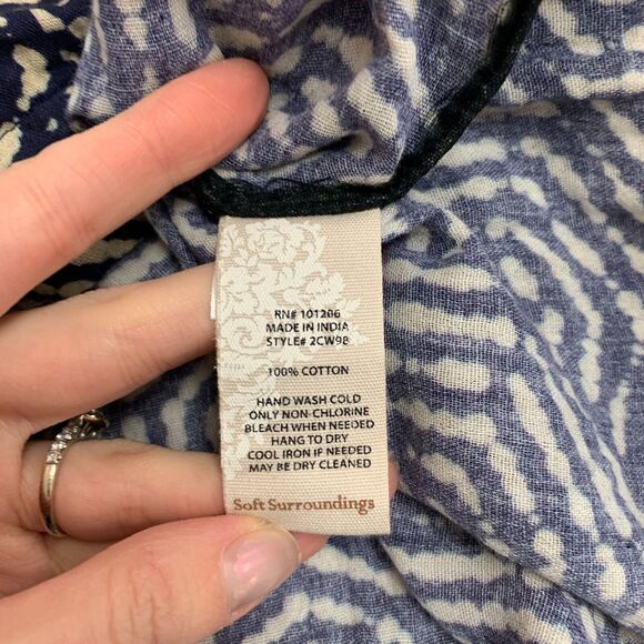 Soft Surroundings Blouse Womens M Medium Monaco Blue Button Up Back Tunic Top - Picture 9 of 12